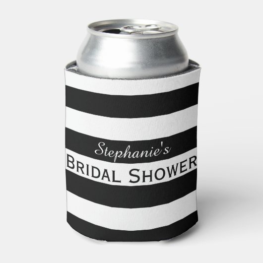 白黒ストライプのブライダルシャワー 缶クーラー (缶正面)