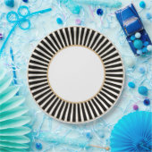 白黒ストライプのプレート ペーパープレート (パーティー)