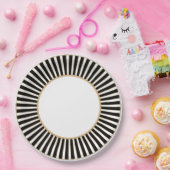 白黒ストライプのプレート ペーパープレート (パーティー)