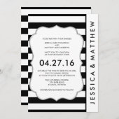 白黒ストライプのモダンの結婚式招待状 招待状 (正面/裏面)