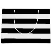 白黒ストライプのモダン結婚披露宴 ラージペーパーバッグ (正面)