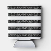 白黒ストライプのモノグラムデザイン 缶クーラー (裏面)