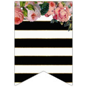 白黒ストライプのヴィンテージバラブライダルシャワー バンティングフラッグ (第1の旗)