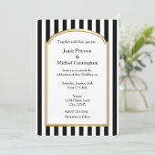 白黒ストライプの垂直結婚式招待状 招待状 (スタンド正面)
