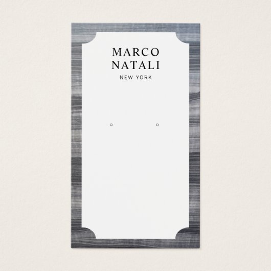 白黒ストライプの大理石イヤリング表示カード (正面)