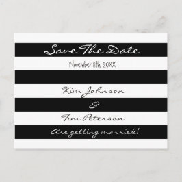 白黒ストライプの日付ポストカードの保存 案内ポストカード