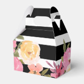 白黒ストライプの水彩フローラ結婚ズ フェイバーボックス (裏面サイド)