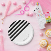 白黒ストライプの紙プレート ペーパープレート (パーティー)