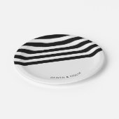 白黒ストライプの紙プレート ペーパープレート (アングル)