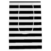 白黒ストライプの結婚の ミディアムペーパーバッグ (裏面)