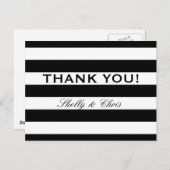 白黒ストライプの結婚は感謝してい葉書 ポストカード (正面/裏面)
