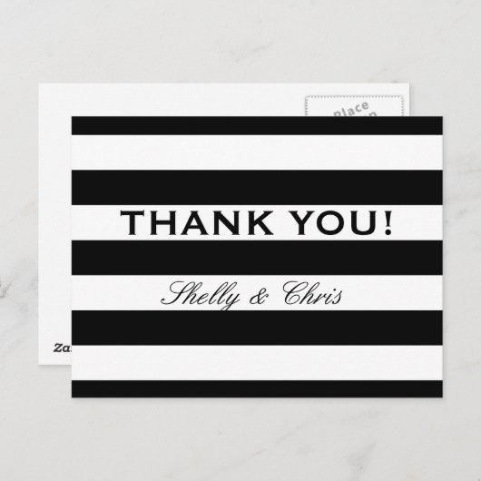 白黒ストライプの結婚は感謝してい葉書 ポストカード (正面/裏面)