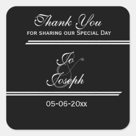 白黒ストライプの結婚感謝してい君 スクエアシール