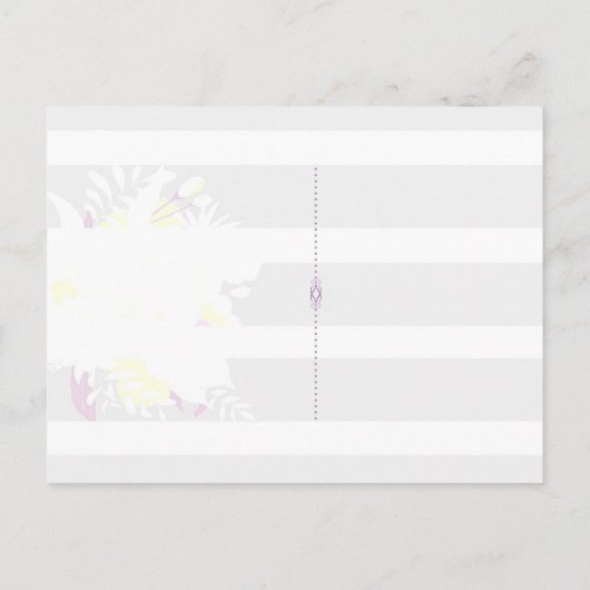 白黒ストライプの結婚救フローラの日付 案内ポストカード (裏面)