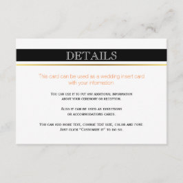 白黒ストライプの結婚詳細挿入カード エンクロージャーカード