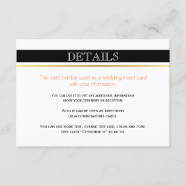 白黒ストライプの結婚詳細挿入カード エンクロージャーカード