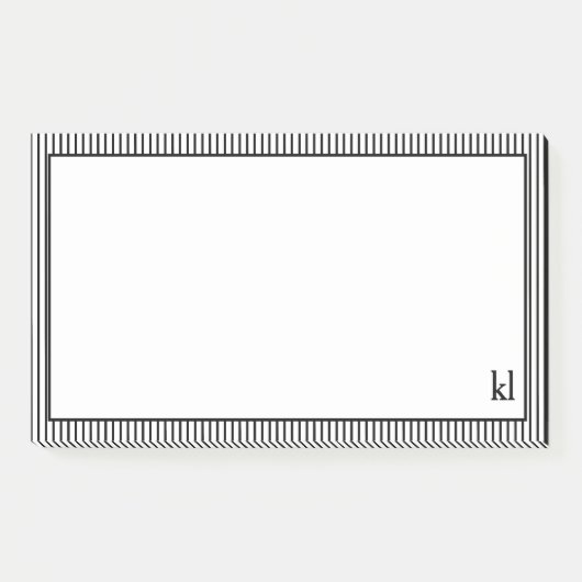 白黒ストライプの縁ど |モノグラム ポストイット (正面)