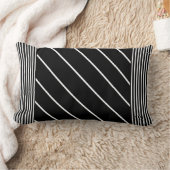 白黒ストライプの腰枕 ランバークッション (ブランケット)