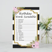 白黒ストライプの誕生日ワードスクランブルゲーム (スタンド正面)