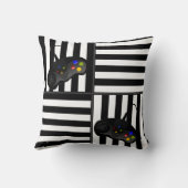 白黒ストライプの賭博|のリバーシブル クッション (裏面)