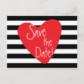 白黒ストライプの赤いハートはがき 案内ポストカード (正面)