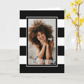 白黒ストライプの21歳の誕生日 カード (黄色い花)