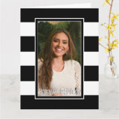 白黒ストライプの40歳の誕生日 カード (黄色い花)