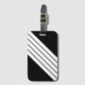 白黒ストライプの70s 80sレトロレースストライプ ラゲッジタグ (正面縦)