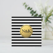 白黒ストライプの&ゴールドフォイル結婚式招待状 招待状 (スタンド正面)