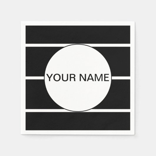 白黒ストライプの スタンダードカクテルナプキン (正面)