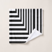 白黒ストライプの バスタオルセット (ウォッシュタオル)