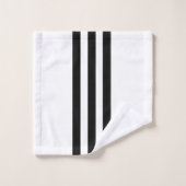 白黒ストライプの バスタオルセット (ウォッシュタオル)