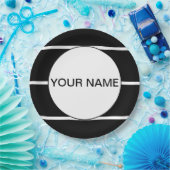 白黒ストライプの ペーパープレート (パーティー)