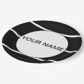 白黒ストライプの ペーパープレート (アングル)