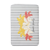 白黒ストライプイエローオレンジリリー バスマット (正面縦)