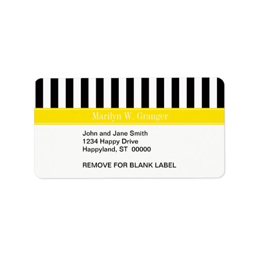白黒ストライプイエローネームモノグラム ラベル (正面)