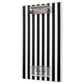 白黒ストライプエレガントズグラムパーソナライズされた クリップボード (左)