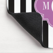 白黒ストライプオーキッドクローバー3モノグラム マウスパッド (コーナー)