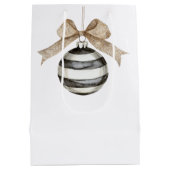 白黒ストライプオーナメントボウクリスマス ミディアムペーパーバッグ (裏面)