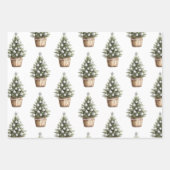 白黒ストライプオーナメントボウクリスマス ラッピングペーパーシート (正面2)