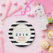 白黒ストライプクラス2016卒業 ペーパープレート (パーティー)