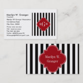 白黒ストライプクランベリークローバー3モノグラム 名刺 (正面/裏面)