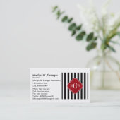 白黒ストライプクランベリークローバー3モノグラム 名刺 (スタンド正面)