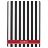 白黒ストライプクランベリーネームモノグラム クリップボード (裏面)