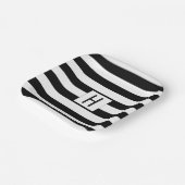 白黒ストライプシンプルモノグラムの ペーパープレート (傾斜あり)
