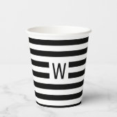 白黒ストライプシンプルモノグラムの 紙コップ (裏面)