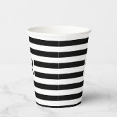 白黒ストライプシンプルモノグラムの 紙コップ (右)