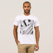 白黒ストライプスケッチMens Tシャツ (正面フル)