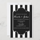 白黒ストライプスモダンチックエレガントウェディング 招待状 (正面)