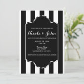 白黒ストライプスモダンチックエレガントウェディング 招待状 (スタンド正面)